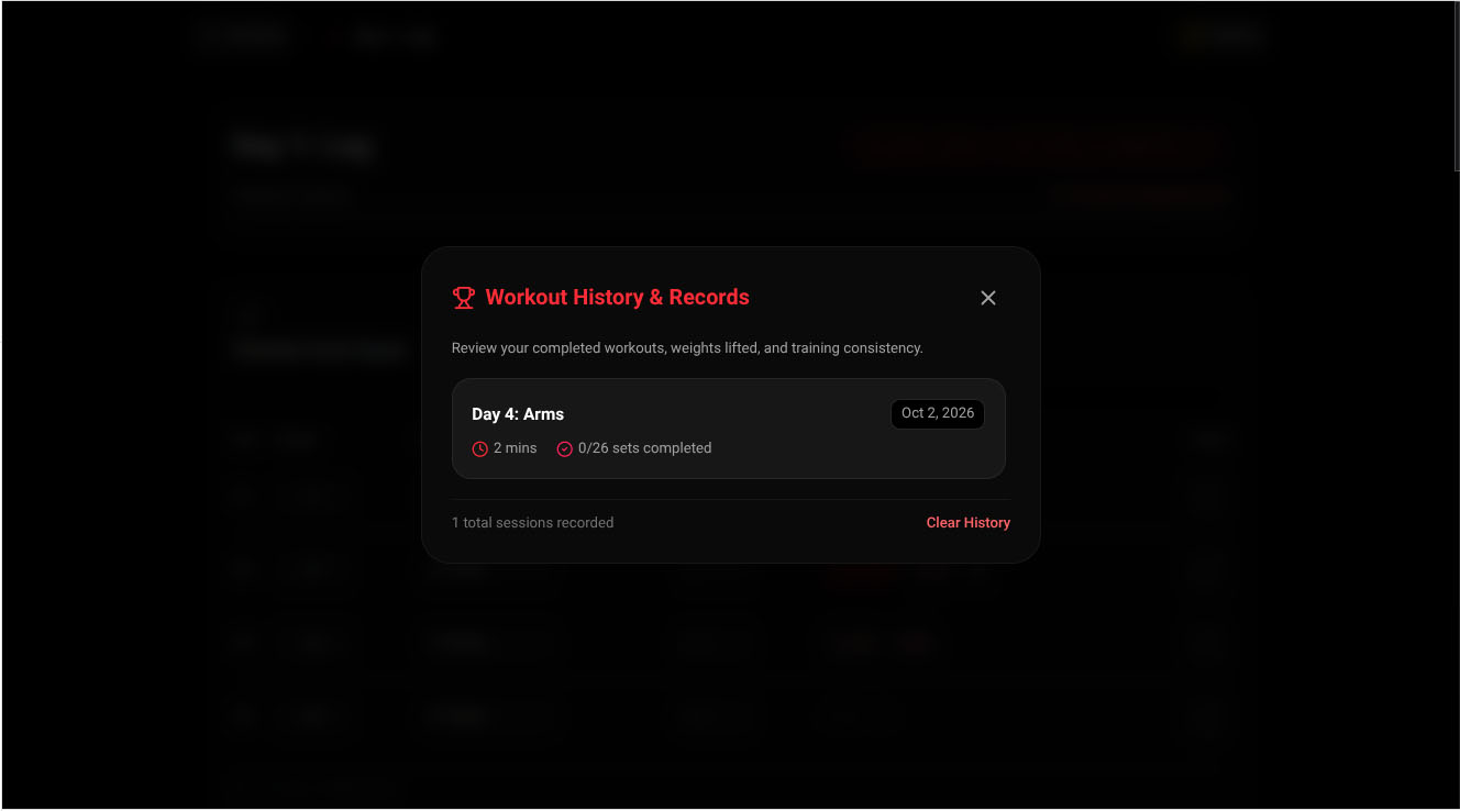 Workout History & Records Archive